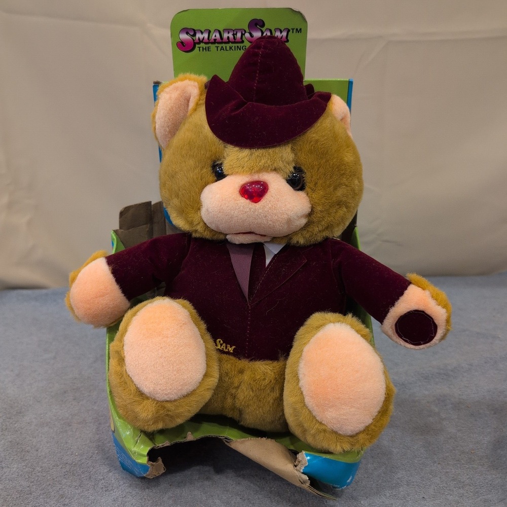Smart Sam The Talking Bear Vintage Plush Burgundy Hip Yick International 8601 - Picture 1 of 5